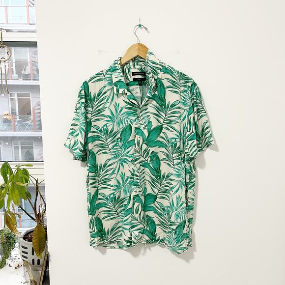 Banana Republic Men's Palm Leaf Print Button Up Slim Fit Top Size XL - Picture 1 of 4